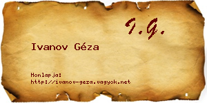 Ivanov Géza névjegykártya